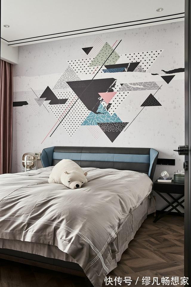 轻奢|129平现代时尚轻奢空间,黑白灰3色低调沉稳,地砖打造水墨画风格