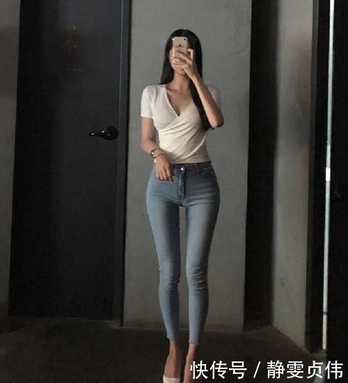 修身显瘦的紧身牛仔裤，活力四射，我都心动了