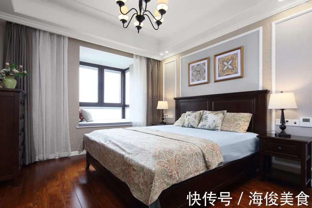床头柜|127㎡现代美式，安静优雅的空间，成熟+浪漫的布置，稳重舒适