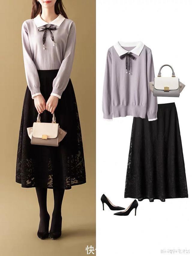 大地色|羽绒服收起来吧!入春后就穿“针织衫+半裙”,简约大方又气质