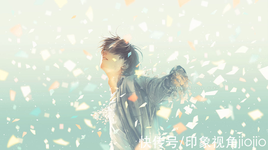 光影！光影中的美少年插画，淡淡的色彩表达颇具美感