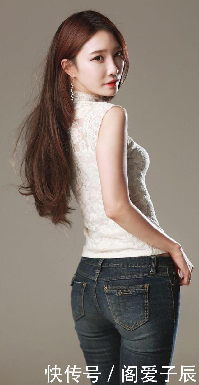 女神身高太高挑,穿牛仔裤后,就像踩了高跷!