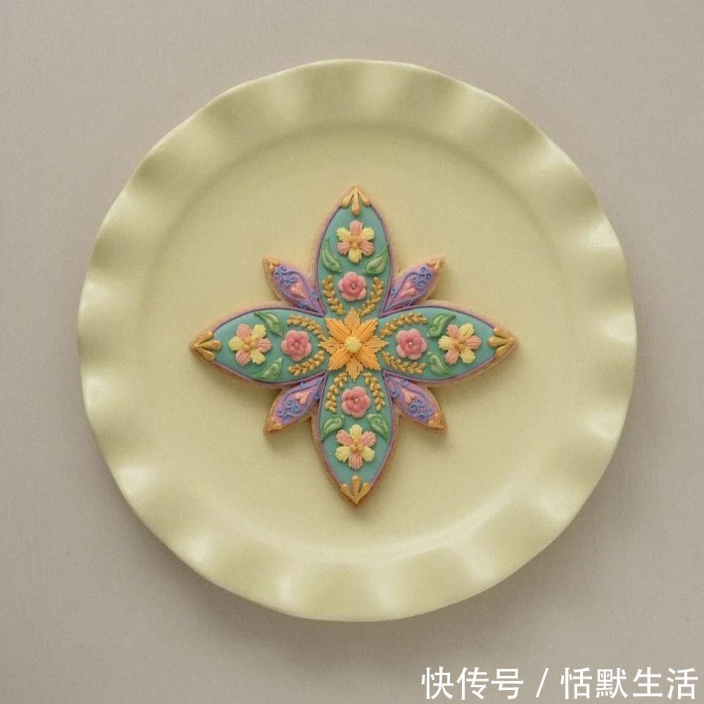 饼干|美到舍不得吃！甜品师手作花砖饼干，救救老夫的少女心！