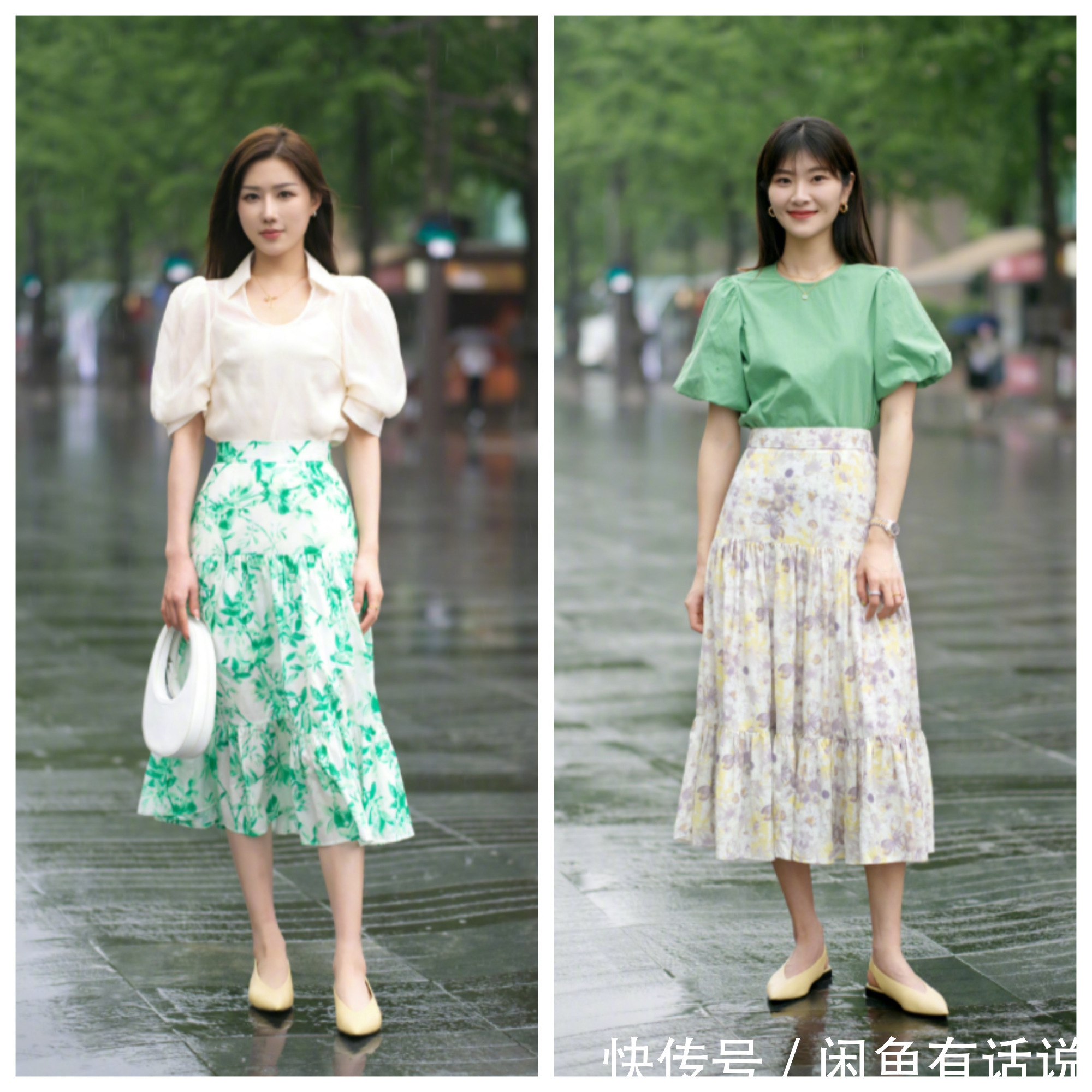 纯色|杭州女生有多会穿?看素人街拍就知道,这19套“半裙”穿搭太美了