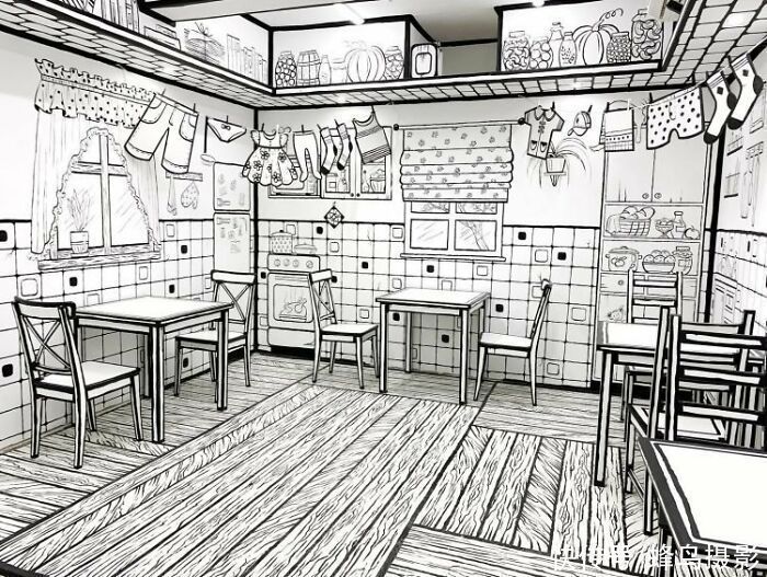 速写本|俄罗斯网红打卡地2D咖啡馆,好像走进漫画,里面待久了人都不好了