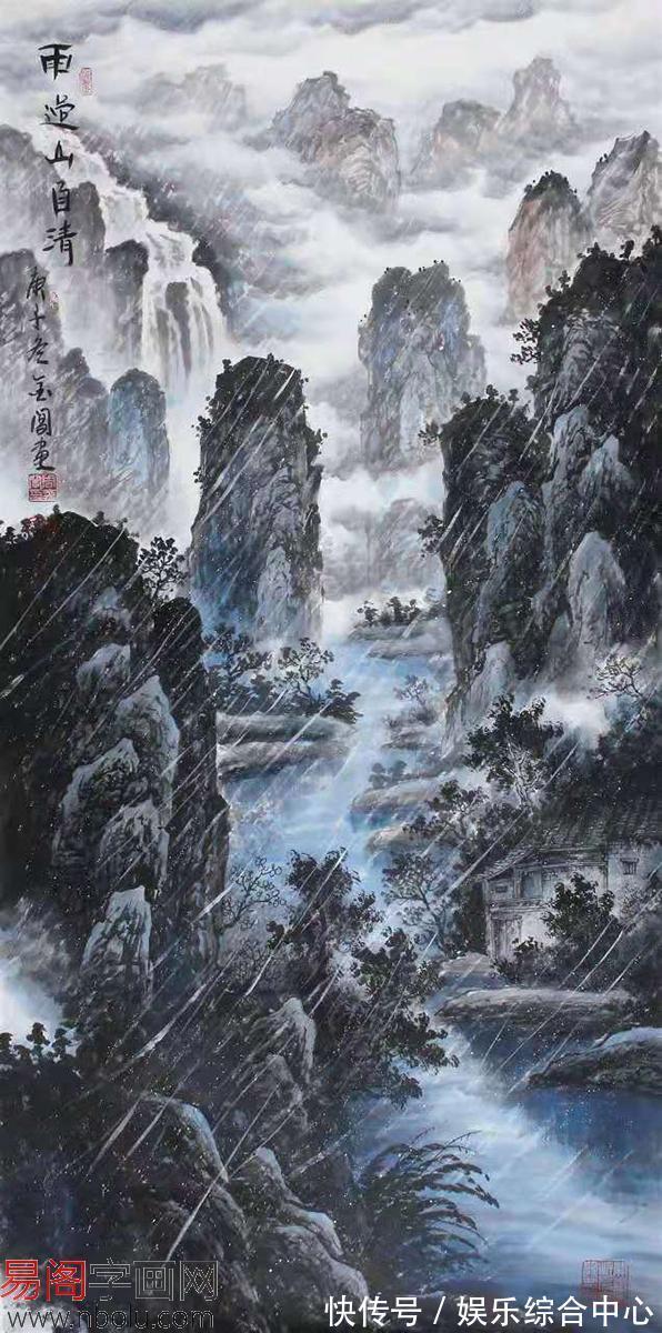 重门第$大千画派第三代传人，周金阊山水画，墨魂彩韵，磅礴灿烂