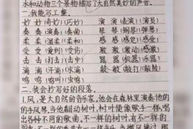 互联网时代|8岁女孩作业写成“印刷体”,爆红网络,网友:强迫症都被治好了
