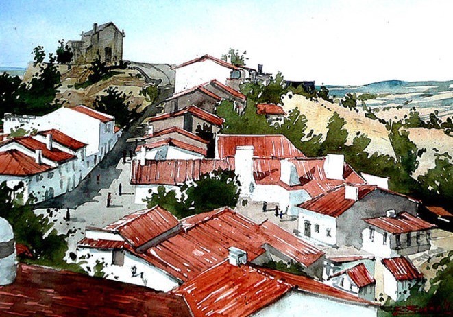 水彩画@波兰水彩画家拉法尔的街市景观画,耐看!