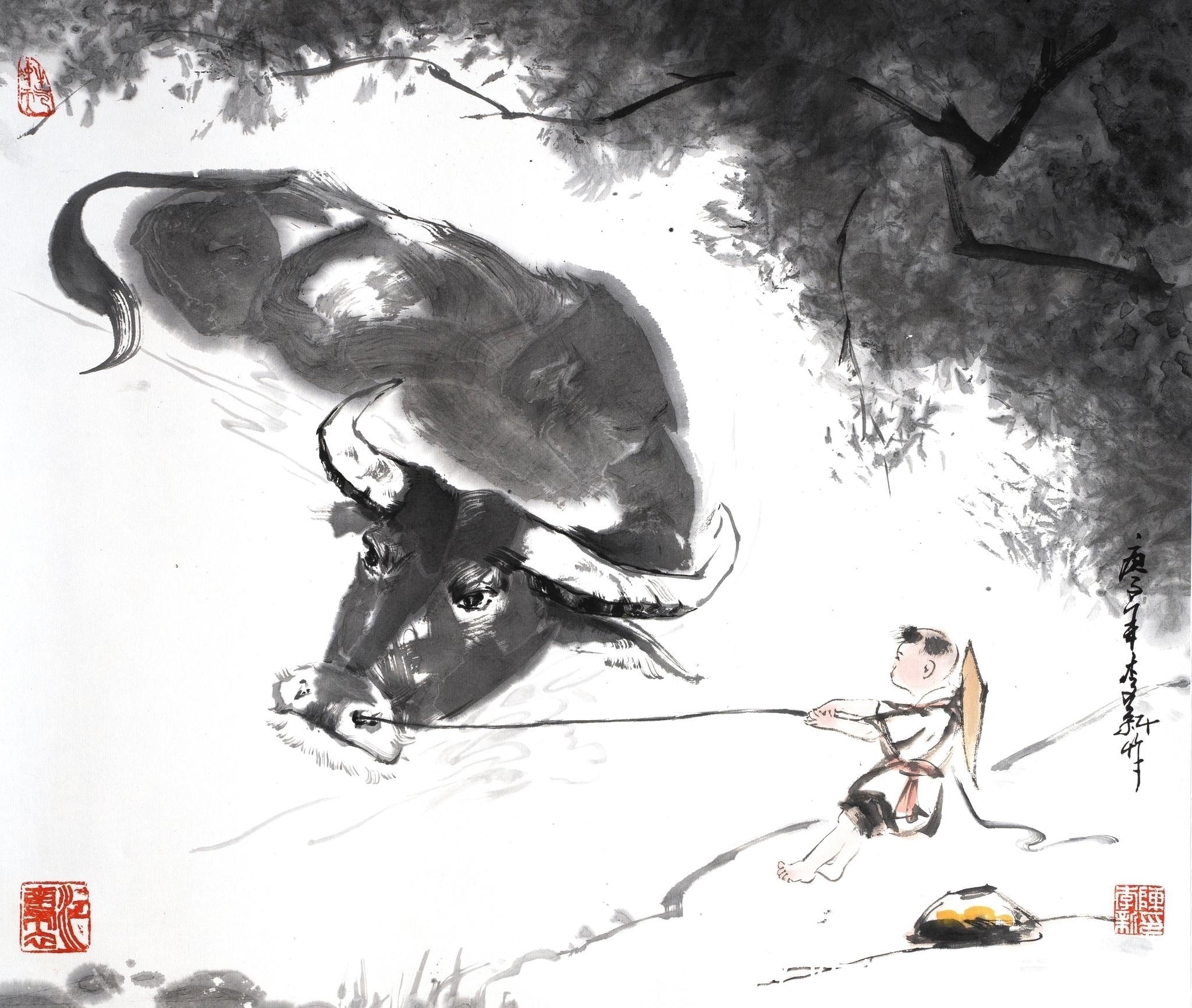 画家@一幅牛气冲天的画,却让画家陈李新,结缘中国科技产业大咖戴伟民