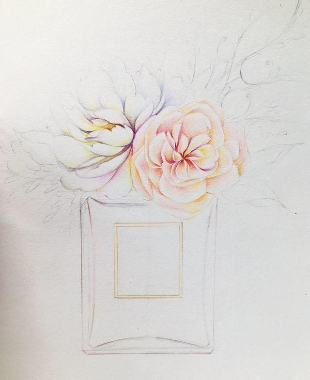 香水瓶|画画如何不“歪”,运用整体概括思维找型,香奈儿CoCo,彩铅教程