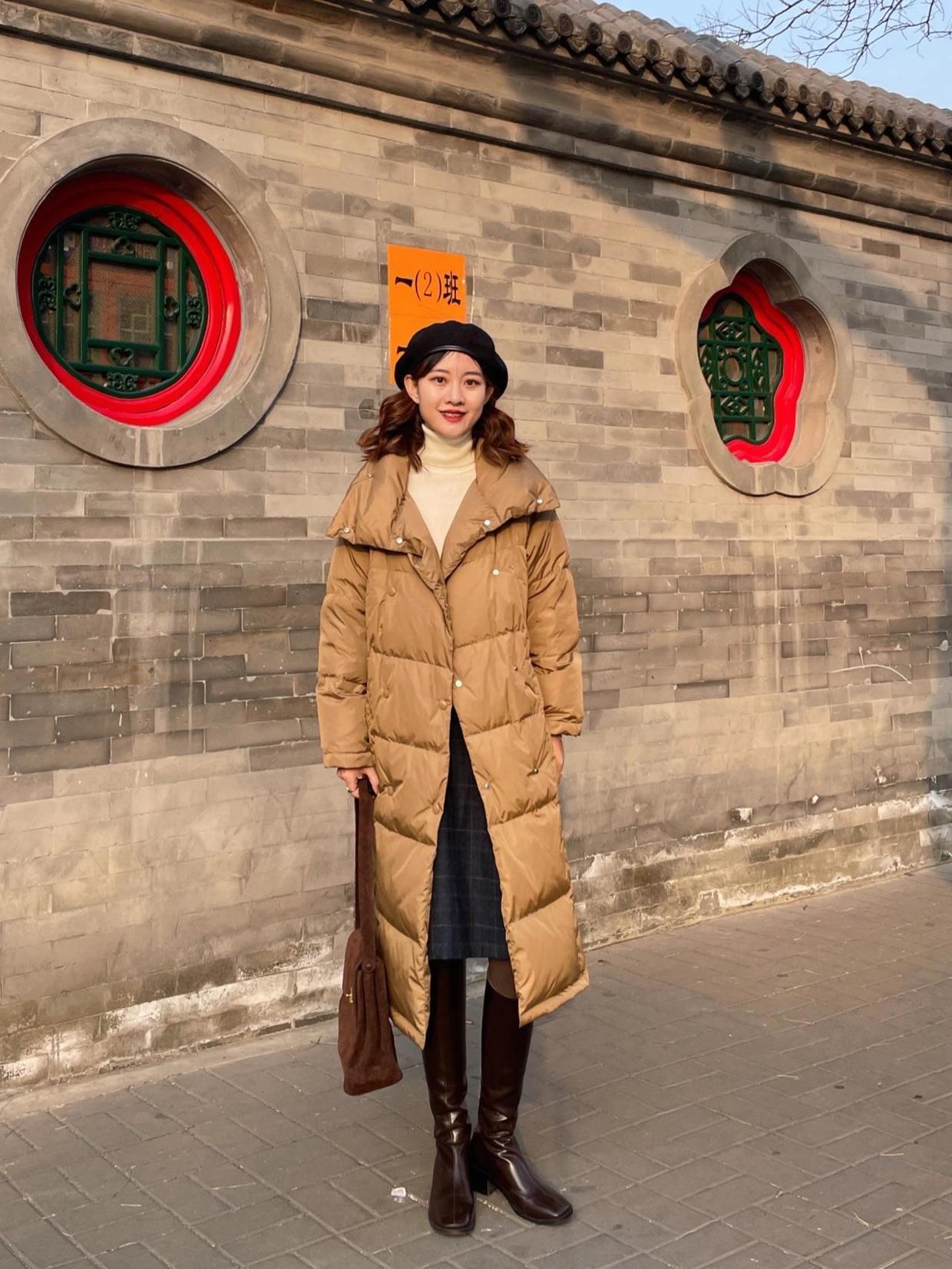 茧型 这是什么神仙搭配?超长款羽绒服让你暖暖过冬,无惧寒风