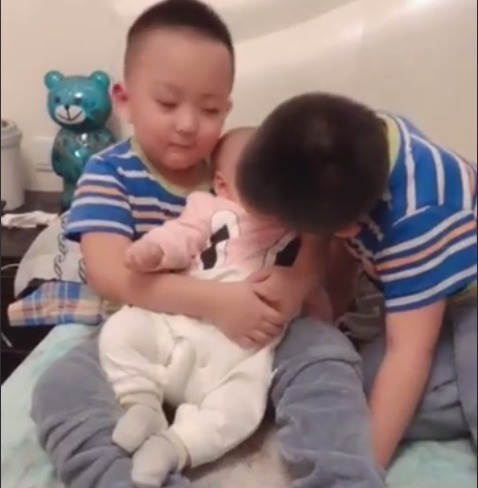 宠溺|双胞胎哥哥抱妹妹,这宠溺的表情暖爆,网友不用担心妹妹挨揍了