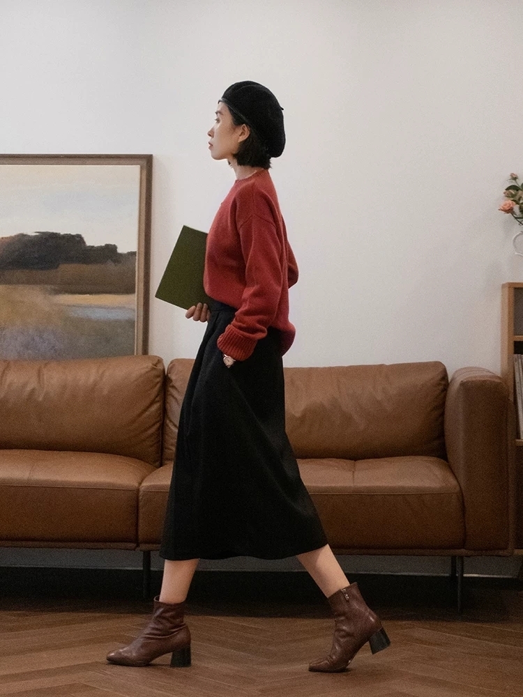 半身裙|30+女性秋后降温怎么穿?毛衣针织衫配牛仔裤高级减龄,温柔优雅