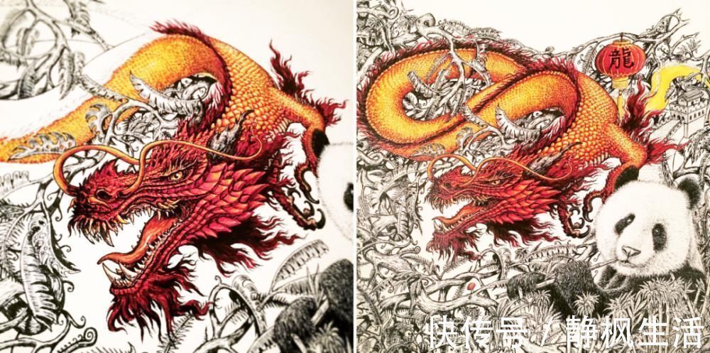 中国文化$英国小伙用针管笔画出了最美中国地图,独一无二的中国风