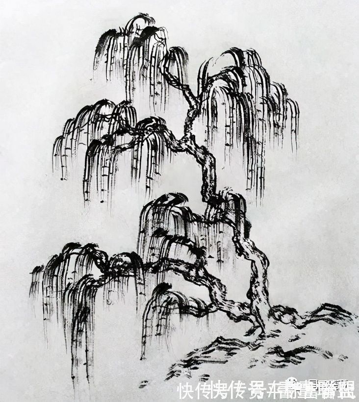 柳树#中国画如何画松树、丛树、柳树、竹林，中国画树的画法大全