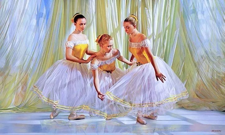 神韵&神韵优雅芭蕾舞者 油画 太奢美了!