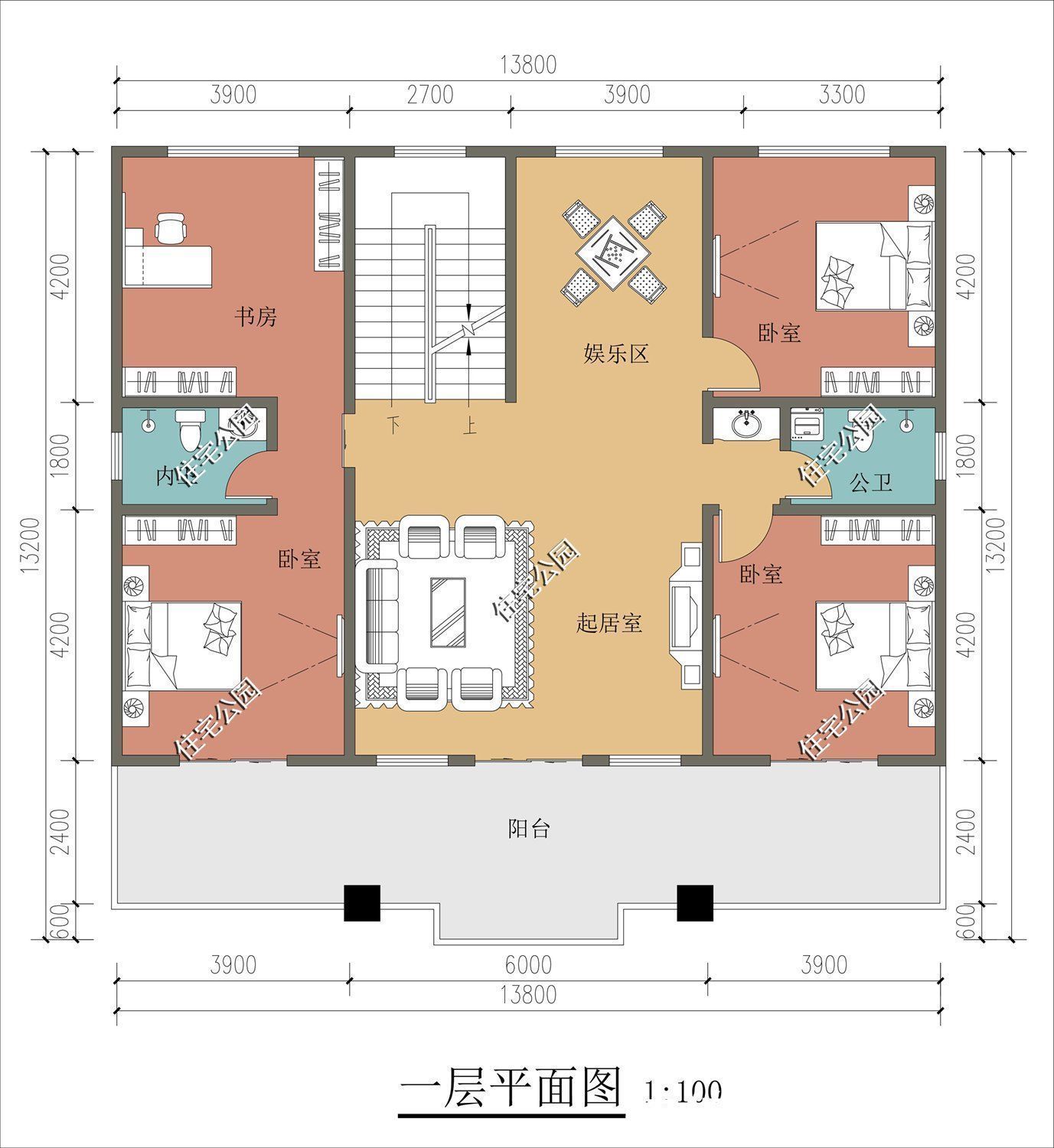 实用|农村人多不够住？选这套三层别墅吧，9间卧室还有落地窗，超实用