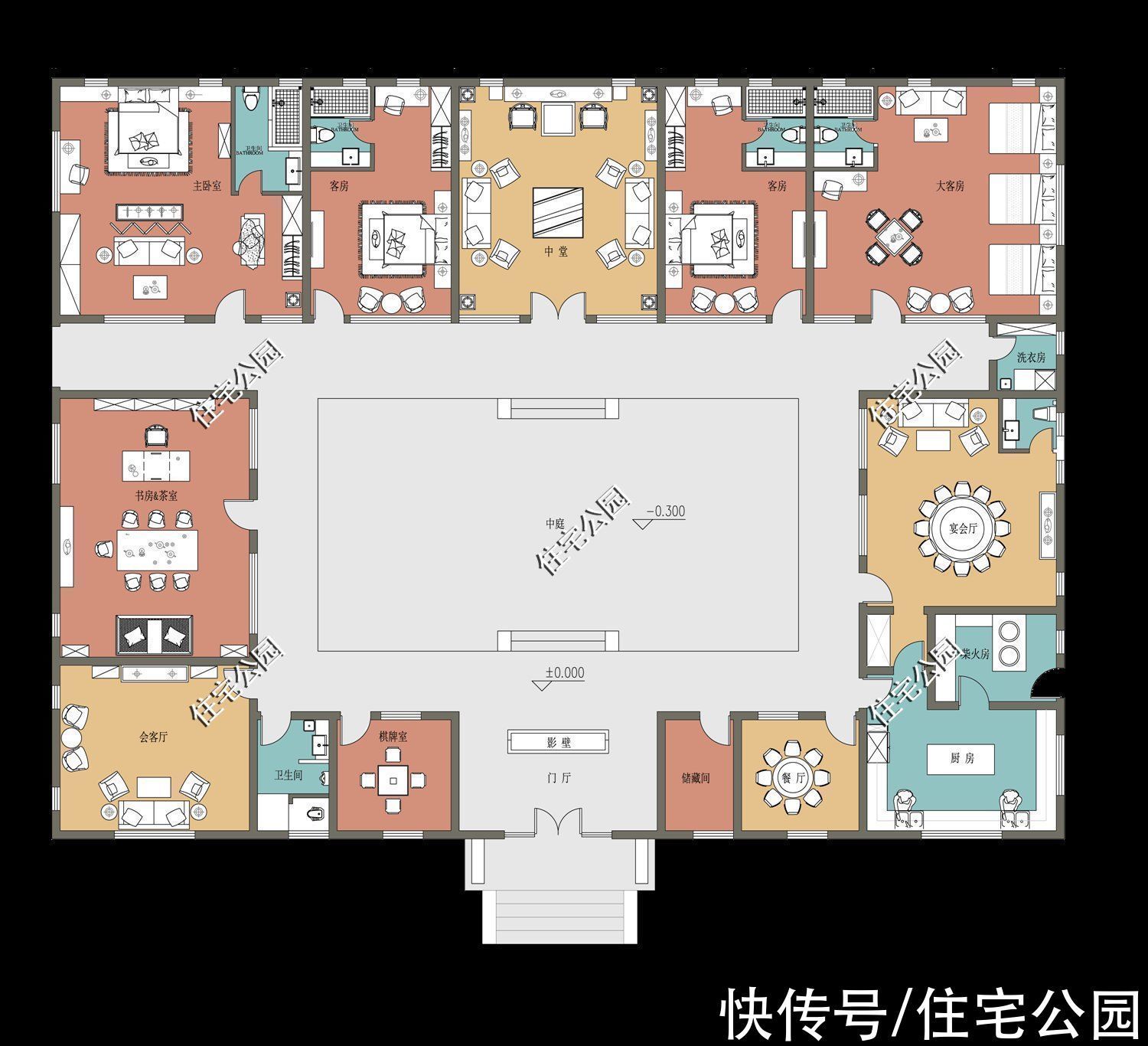 庭院|30×22米古典气派合院,这才是咱中国人该建的房子,如此精美绝伦