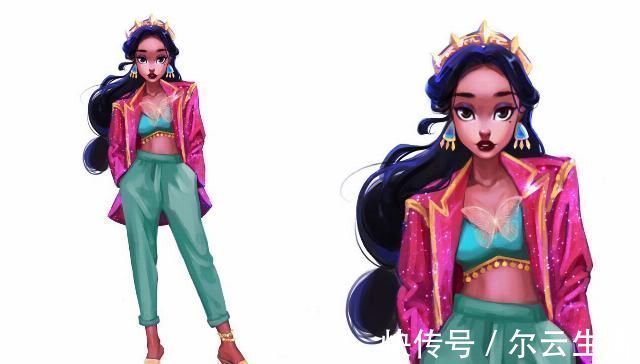 宝嘉康蒂|“油画风格”的迪士尼公主,身穿便装很摩登,又酷又拽比王子还帅