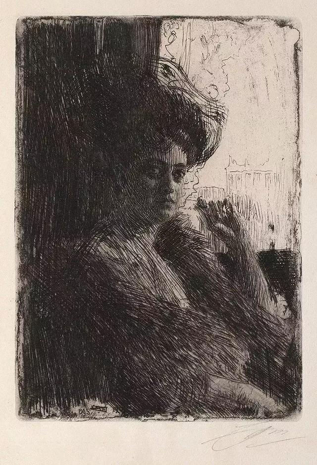 素描$20世纪初北欧著名素描大师,寥寥数笔就能捕捉到人物的神态,被誉为“线条的指挥家”