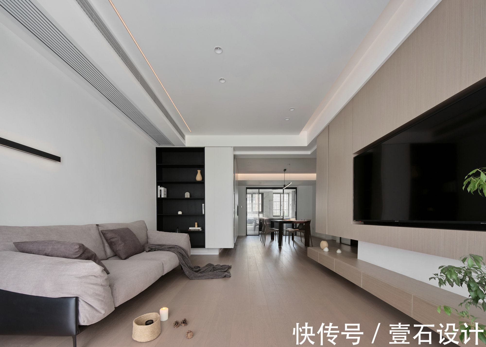 背景墙|129㎡现代简约风，空间互换优化采光