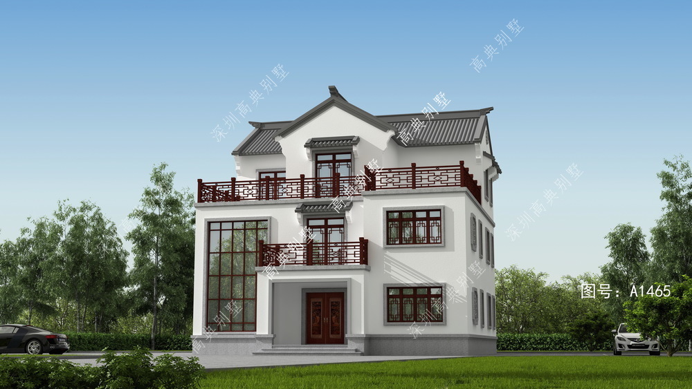 中式|复式中式三层住宅,外观雅致,富有仙境之感