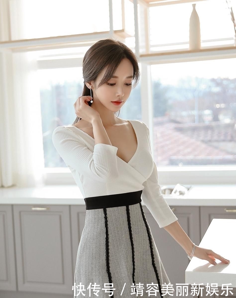 孙允珠——黑色雨荷层叠嫣红系带连衣裙写真