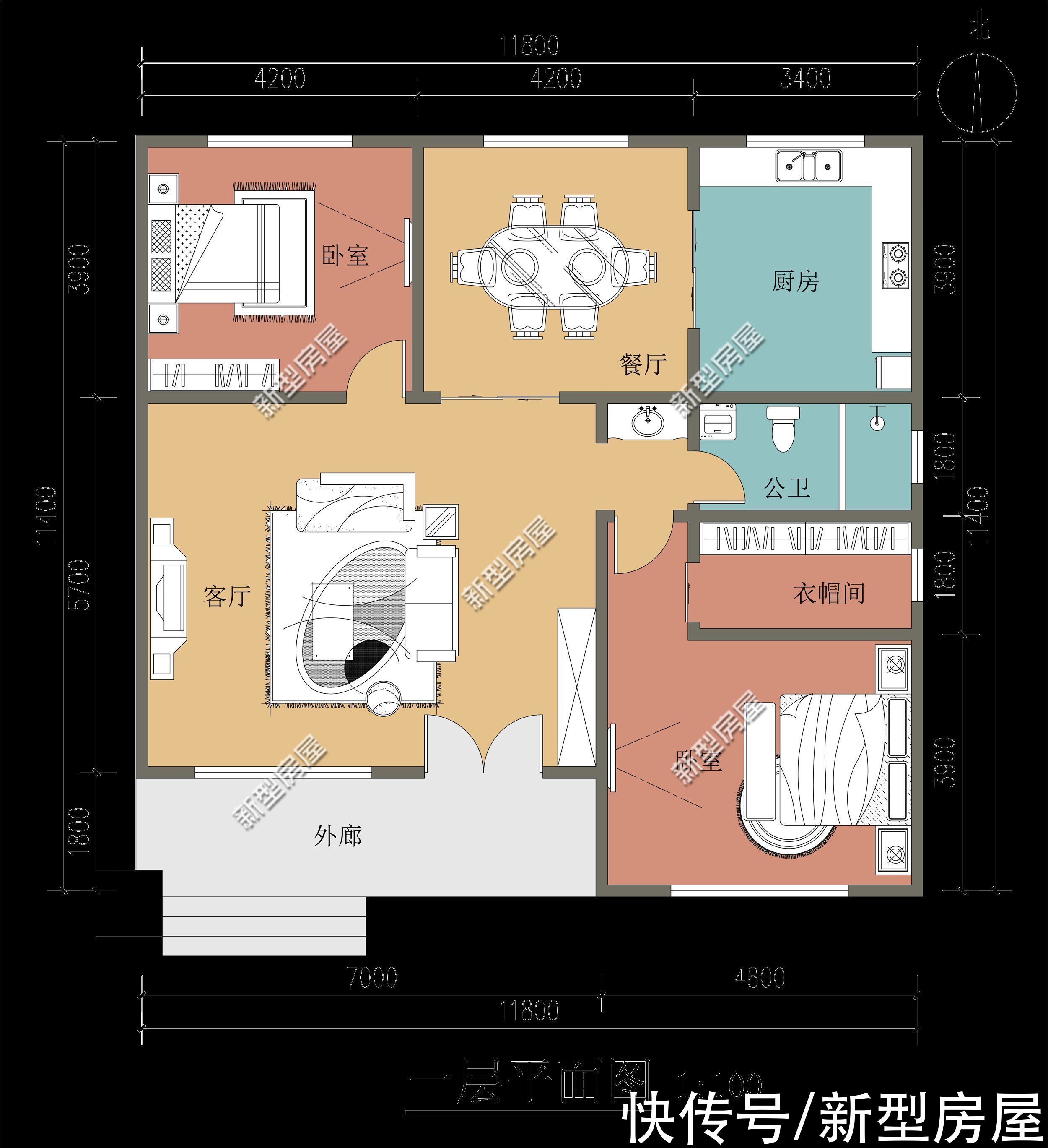 外廊|10套一层农村别墅图纸，第6套建的人最多，最后一套颜值最高