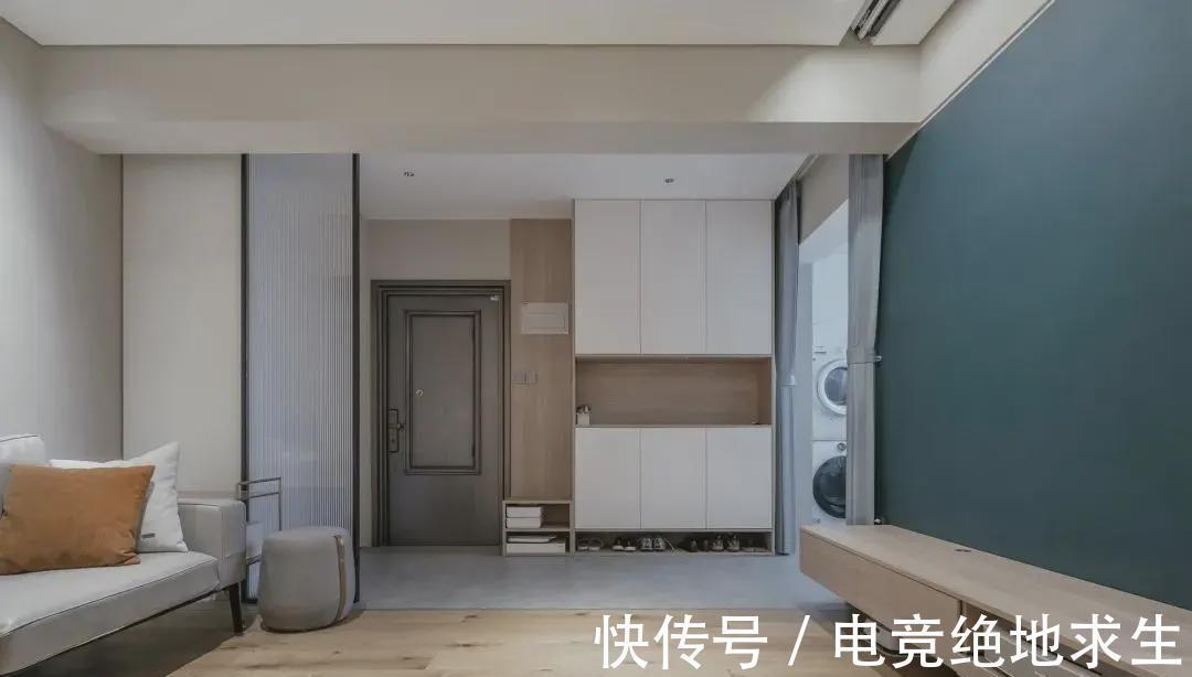 收纳|80㎡现代简约小两居，复古绿+胡桃木格调满满，独立衣帽间超实用
