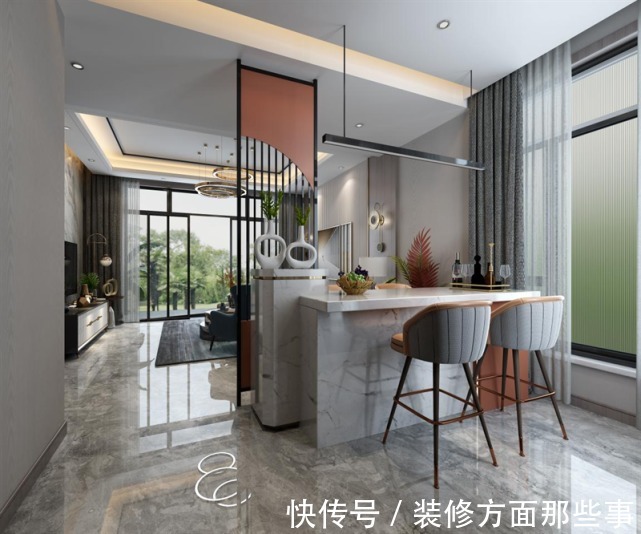 客厅|160平现代简约风,灰色+蓝色太高级了