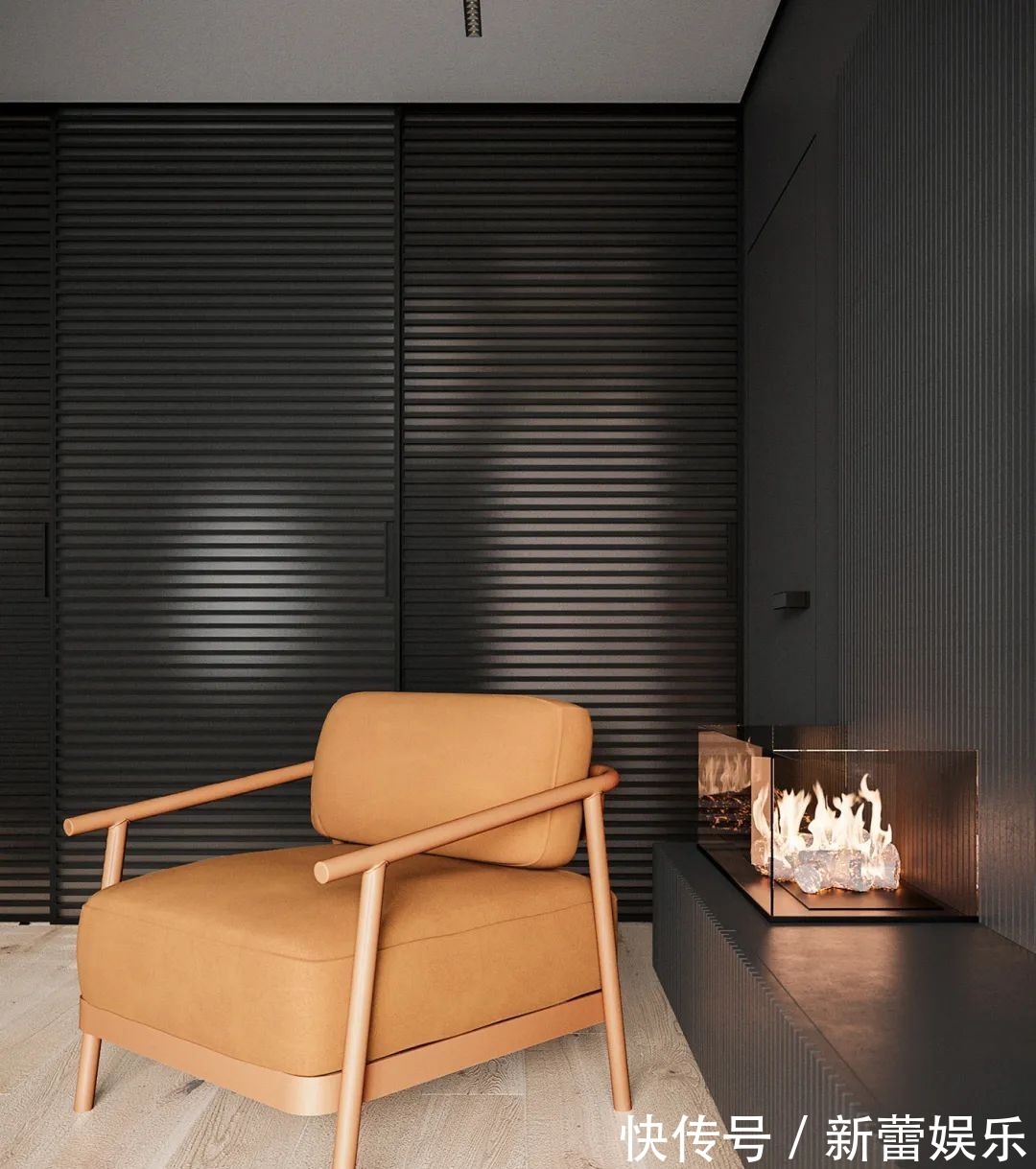 衣帽间|70㎡现代简约,沉稳高级灰,以橙色点缀,营造安静优雅的美