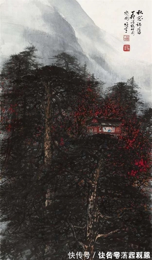 秋景&霜叶红于二月花|黎雄才秋景山水画,美不胜收,美轮美奂!