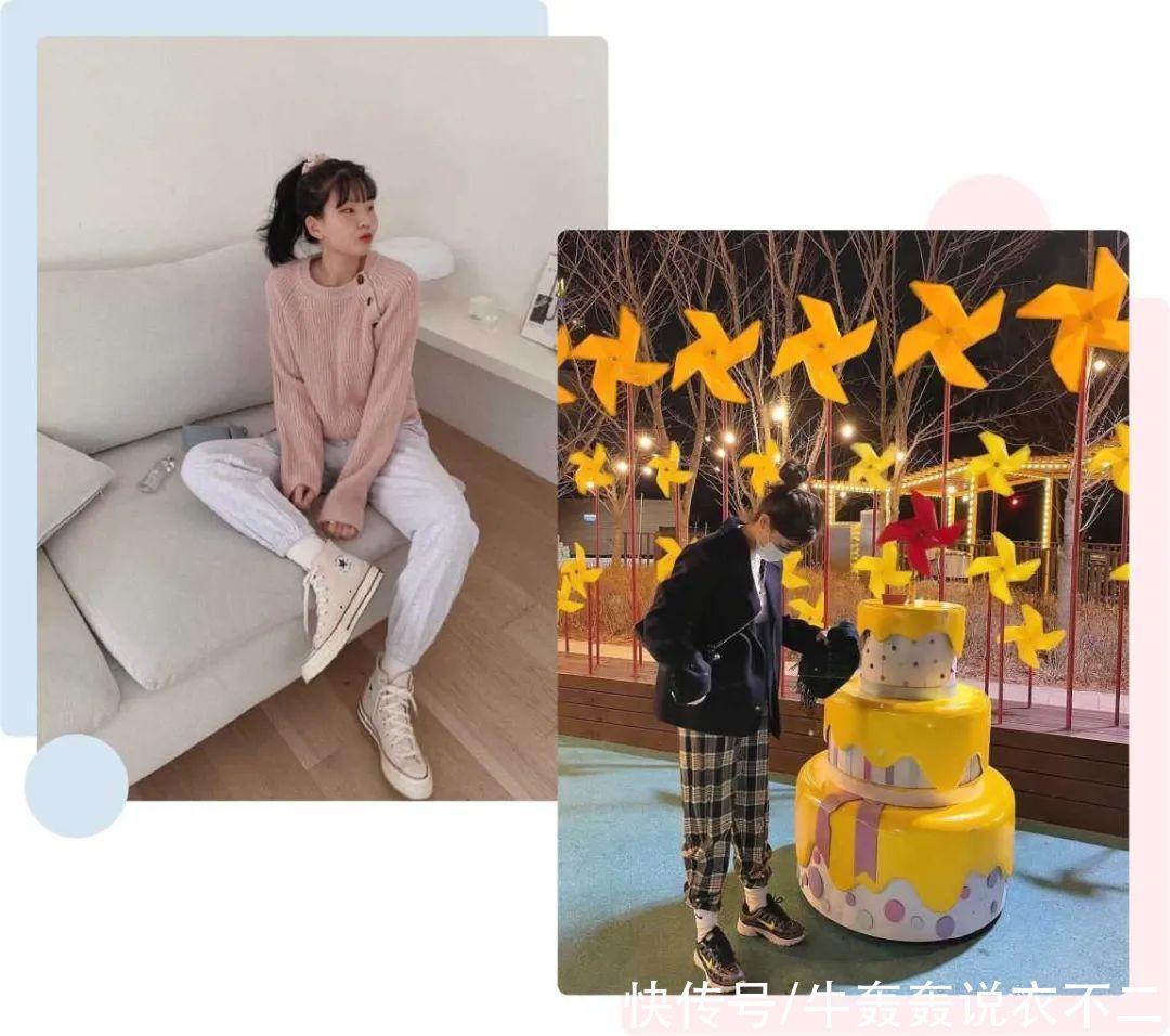 韩系博主的穿搭：一种是精致温柔风，另一种是青春校园休闲风