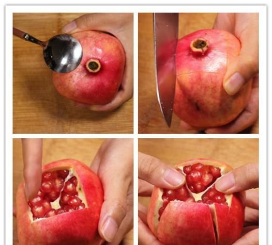 一个勺子|石榴上有小开关,勺子轻轻一敲,石榴籽自动脱落,一分钟剥一大盘