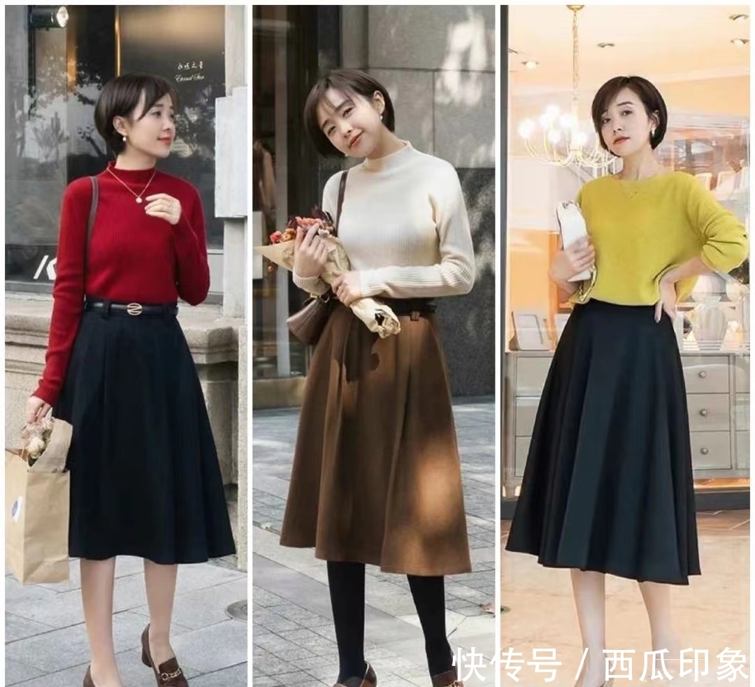 直筒裙 18组针织衫穿搭,属于早春节的美好,温柔女人都爱穿,真挺美