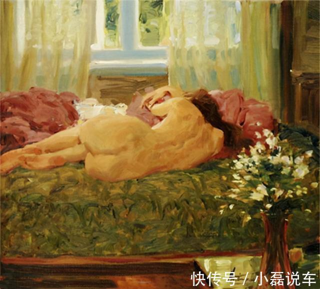 绘画$水灵秀气的美国女性人体油画，真可谓朱粉不深匀，闲花淡淡香