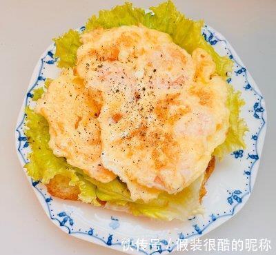 奶油|虾仁厚蛋开放三明治