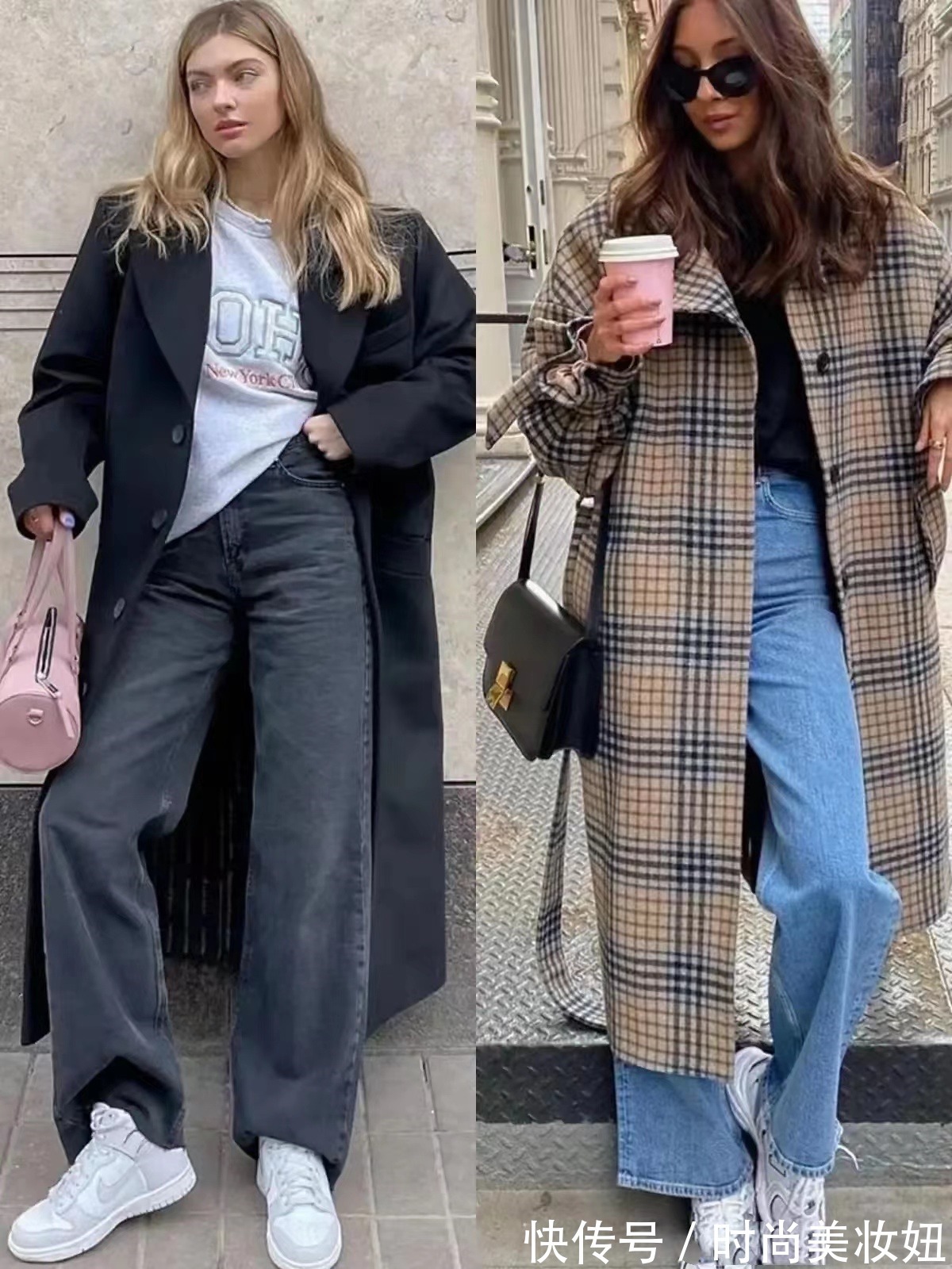 冬天|冬天别总穿羽绒服配运动鞋,试试“大衣+运动鞋”,时髦精都爱