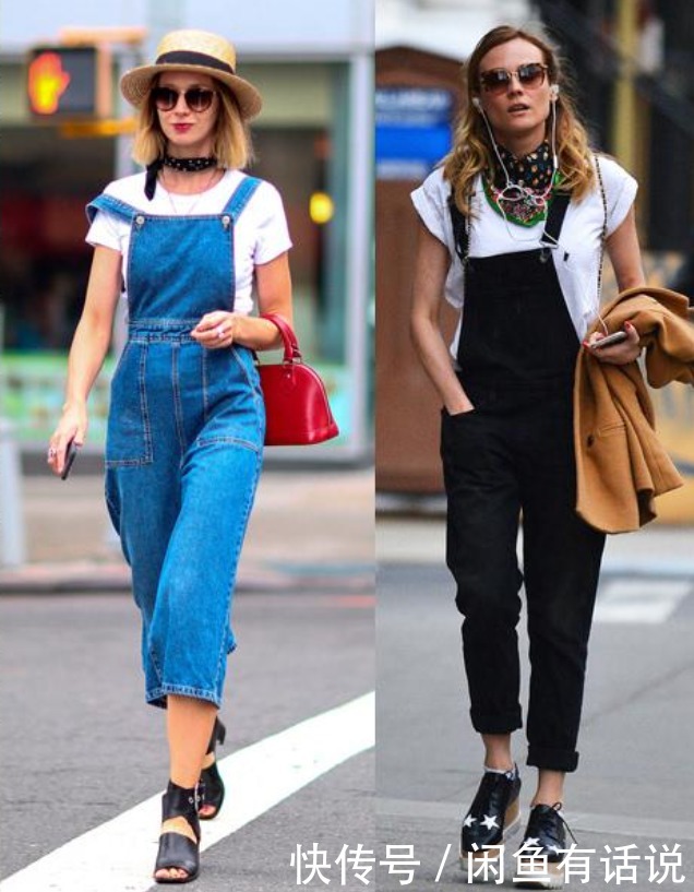 白t|马伊琍果然是清流,白T领口都变形成这样还穿,配背带裤还挺时髦