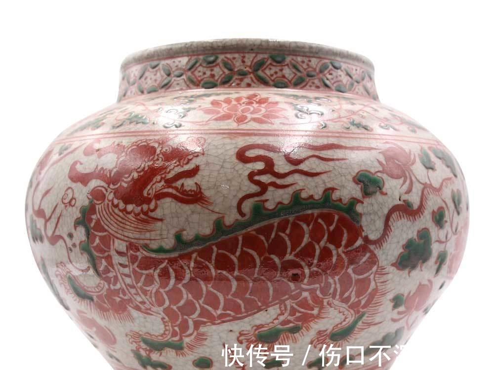 珍品|凤毛麟角的稀世珍品:元代 红绿彩麒麟大罐