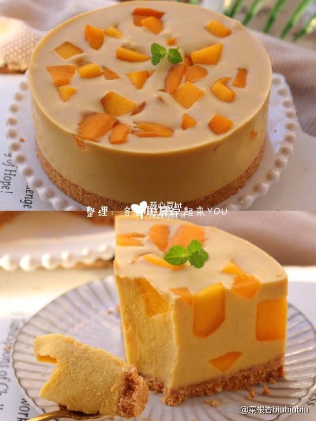 超好吃的芒果酸奶蛋糕，巨多芒果粒，入口即化比奶油蛋糕好吃多了