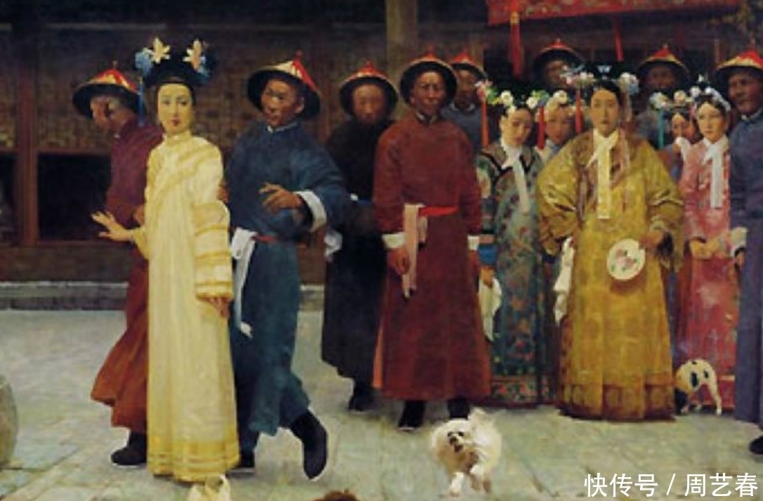 老佛爷|晚清老佛爷慈禧太后的油画像:慈禧年轻貌美,坐在秋千上笑!