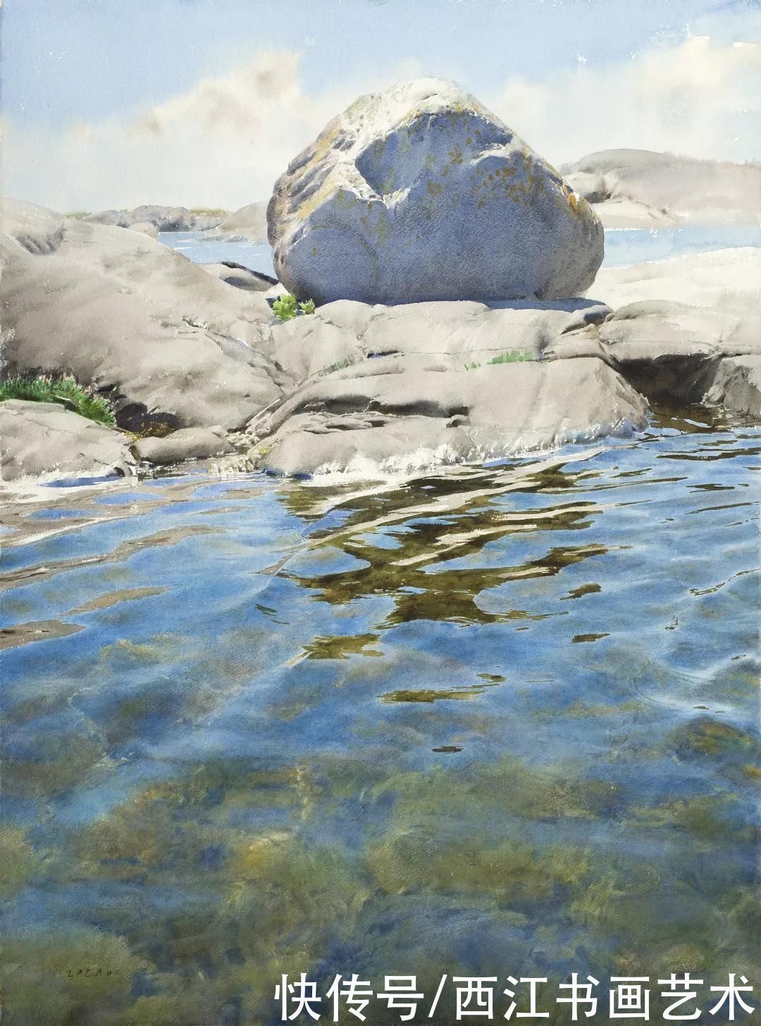 克拉科夫$这位瑞典水彩画家把海边的石头质感画得好极了
