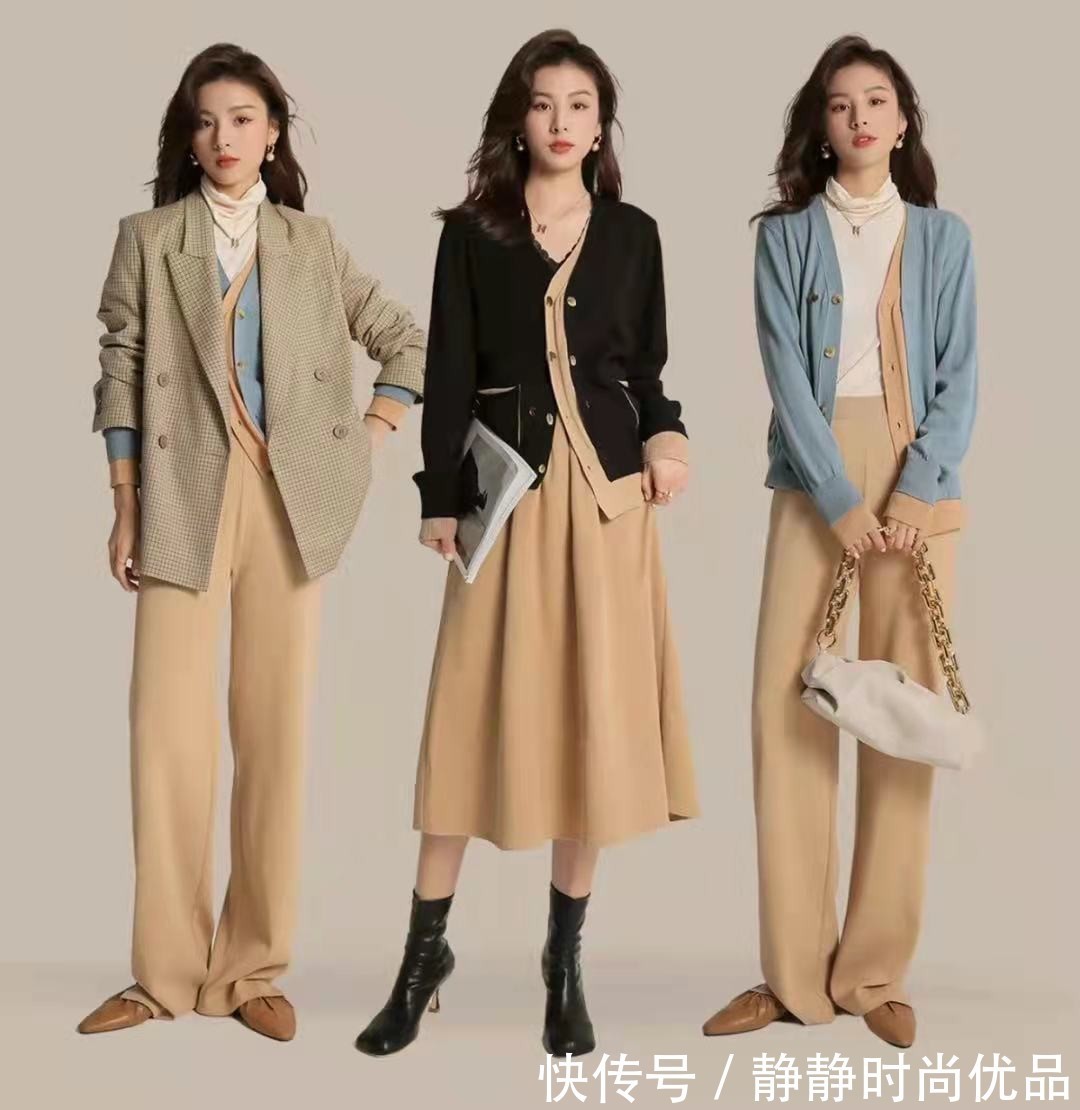 卡其色 天气转凉,离不了“针织衫”优雅有气质,内搭、外搭都好看
