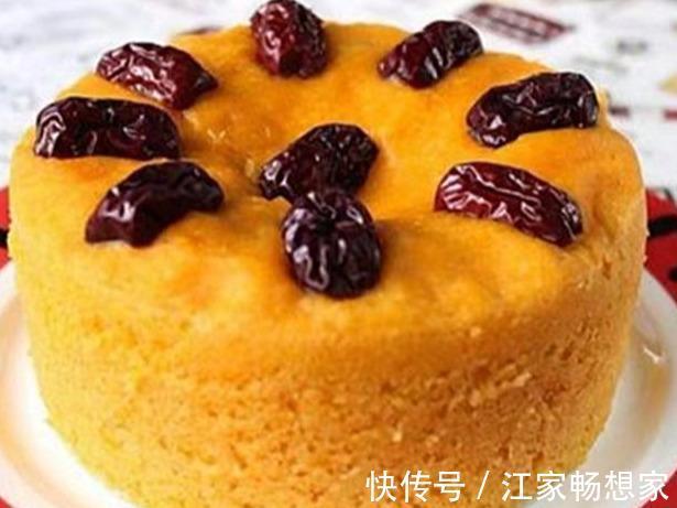 教你电饭锅蒸发糕，1碗玉米面加2个鸡蛋，出锅比蛋糕好吃