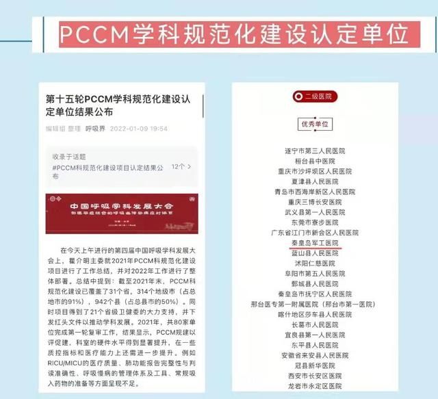 中华医学会|秦皇岛军工医院呼吸内科跨入国家规范化学科建设行列