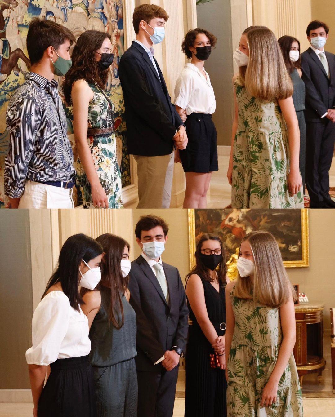 印花连衣裙|西班牙公主莱昂诺尔真会穿,无袖印花连衣裙清新减龄,娇俏甜美