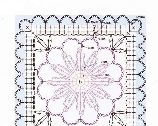 图解|多款四边形钩针花片,都有图解说明,喜欢就拿走