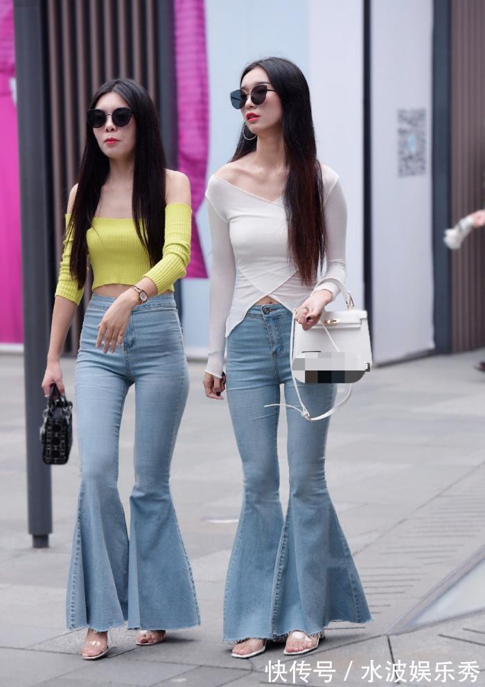 小姐姐 喇叭裤又火起来了,搭配着洋气迷人的打底衫,美得过于夸张