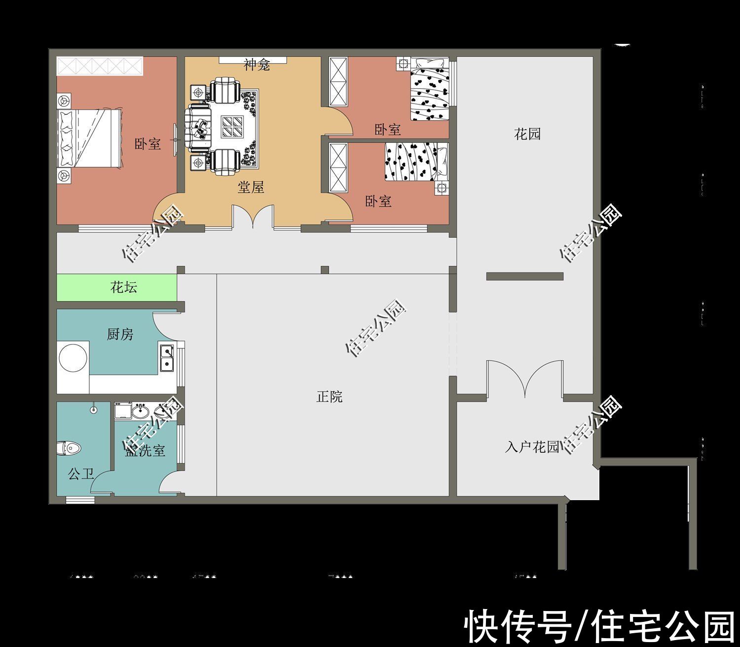 户型|想给农村父母盖养老房？这15套一层户型可要收好，实用又漂亮